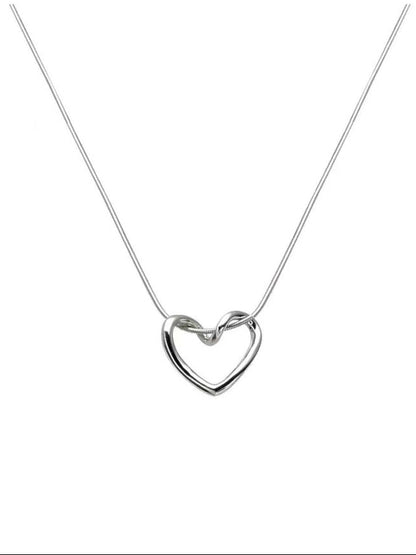 hollow heart necklace (silver)