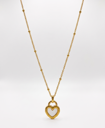 reversible colour heart lock necklace