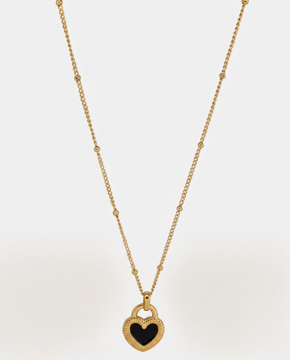 reversible colour heart lock necklace