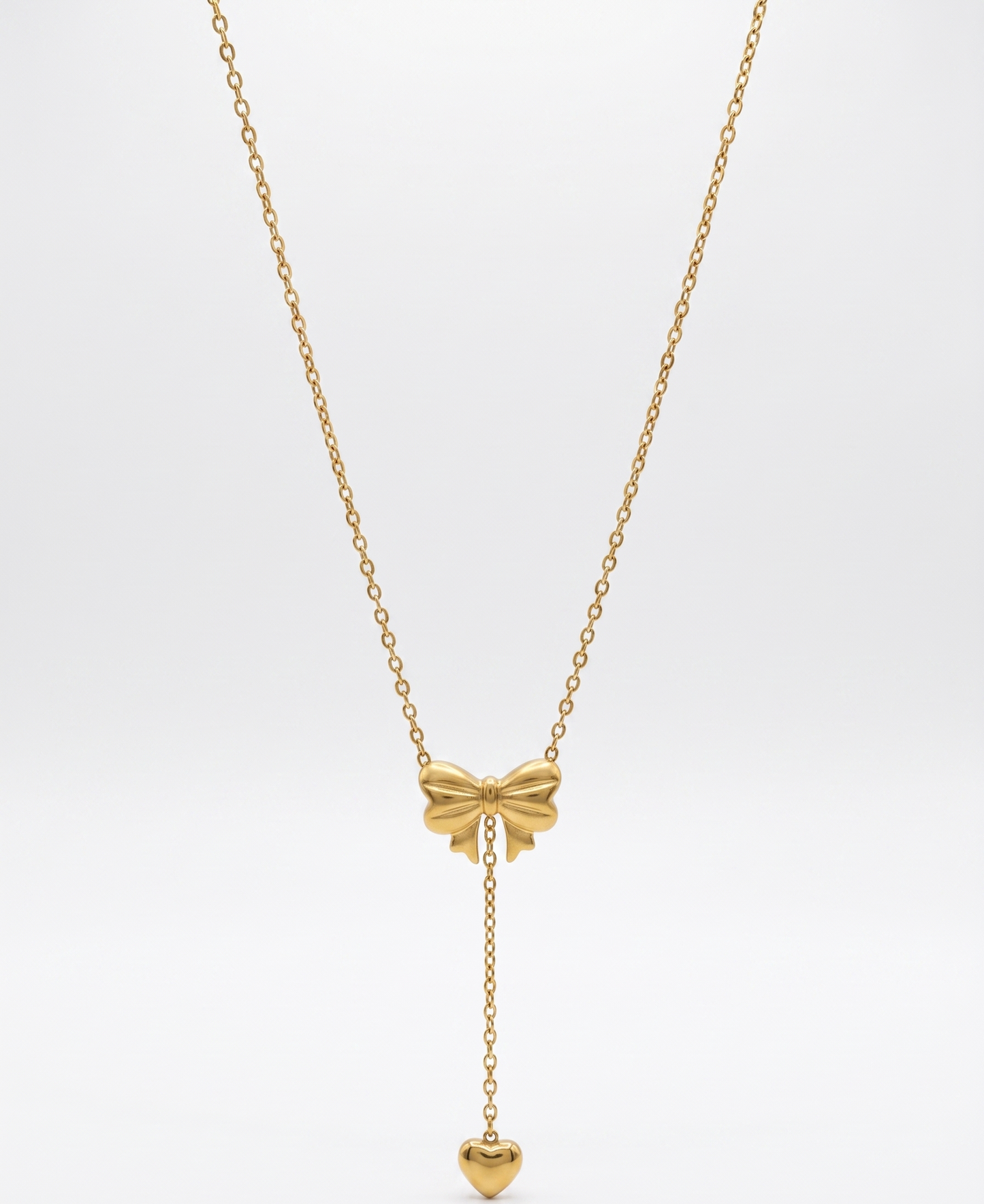 heart drop bow necklace