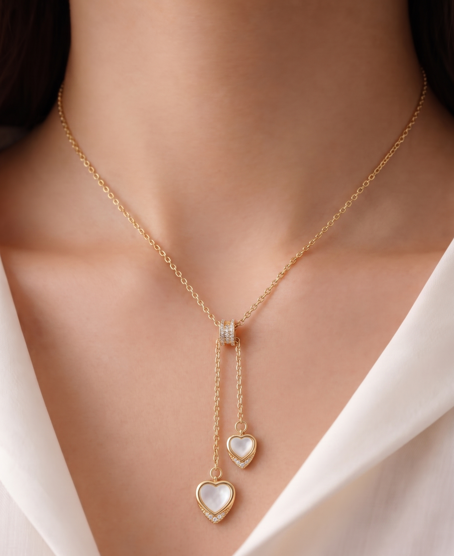 Double Heart Drop necklace