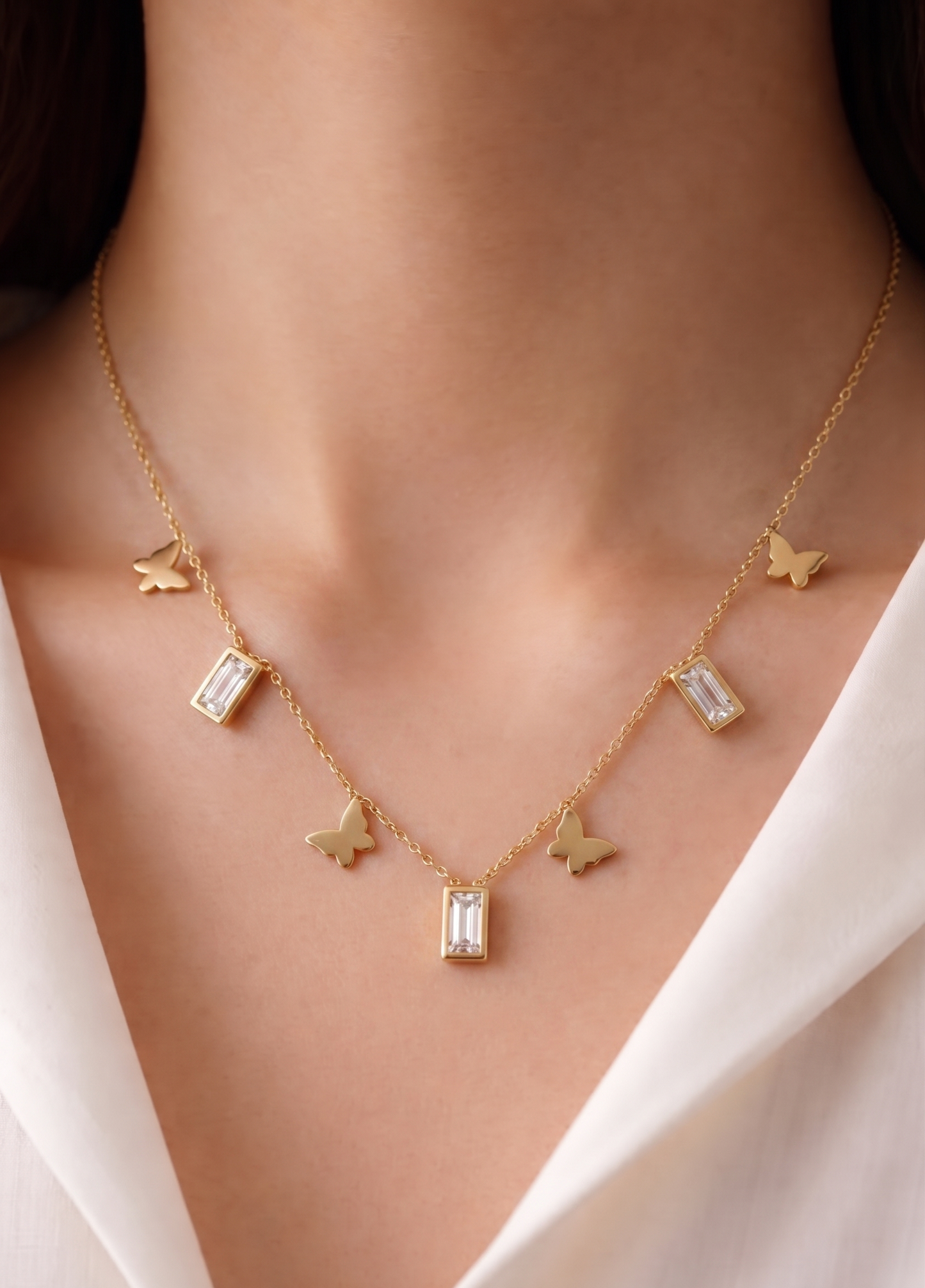 gold butterfly charm necklace