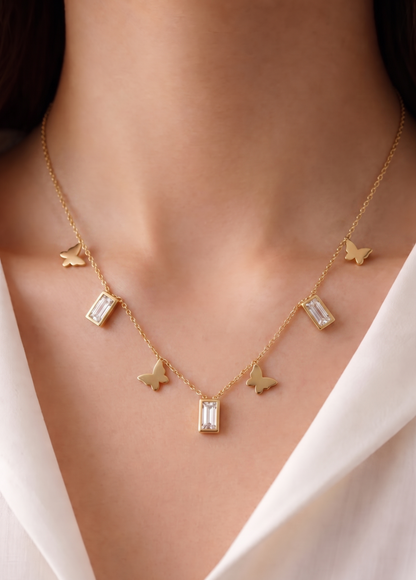 gold butterfly charm necklace