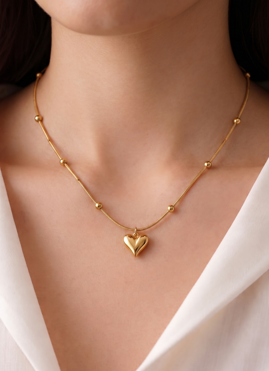 trendy heart beads chain necklace