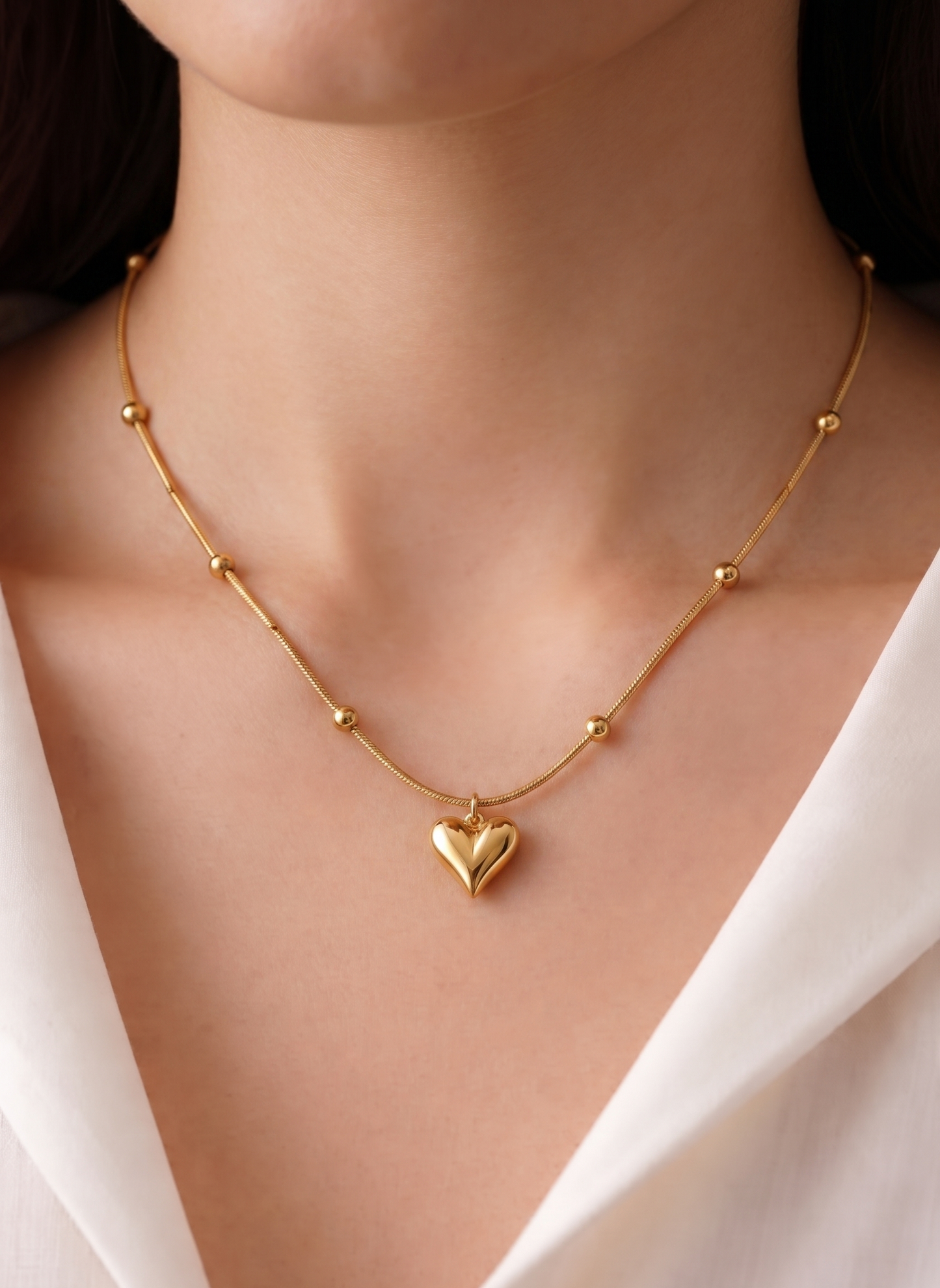 heart beads chain necklace