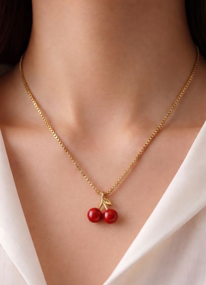cherry shape pendant necklace