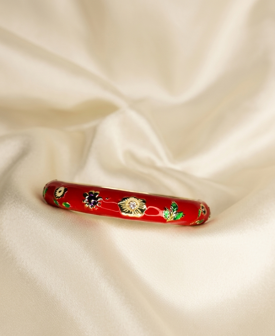 flora enamel bangle red