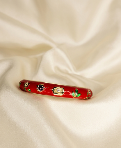 flora enamel bangle red