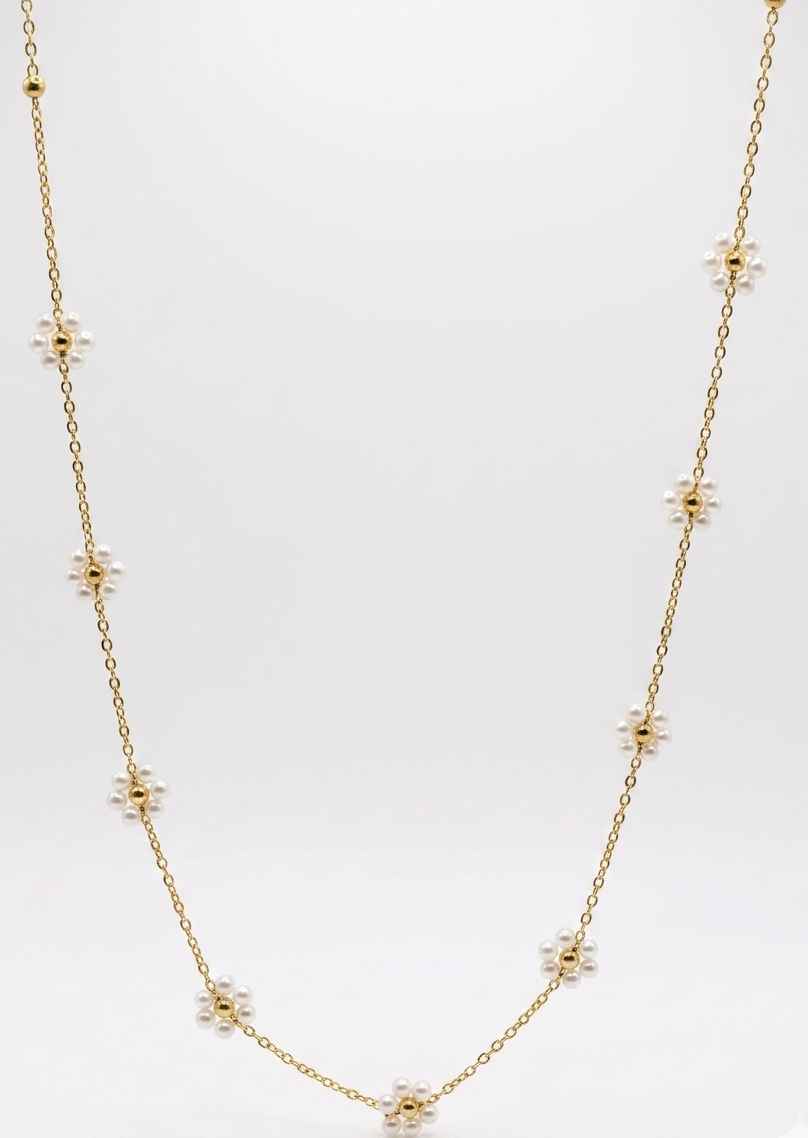 daizy pearl flower necklace