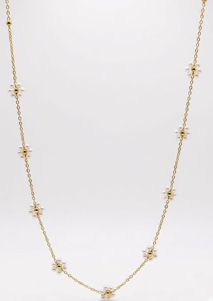 daizy pearl flower necklace