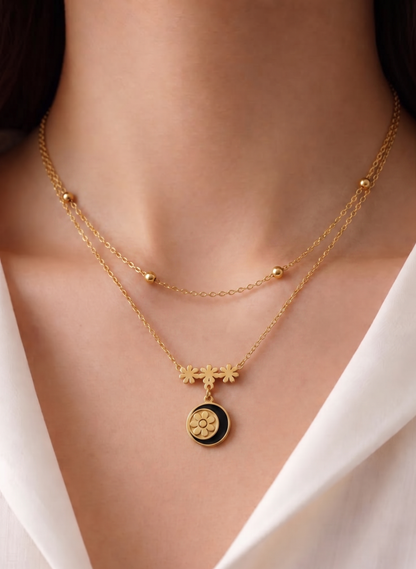 double chain with beads and flower