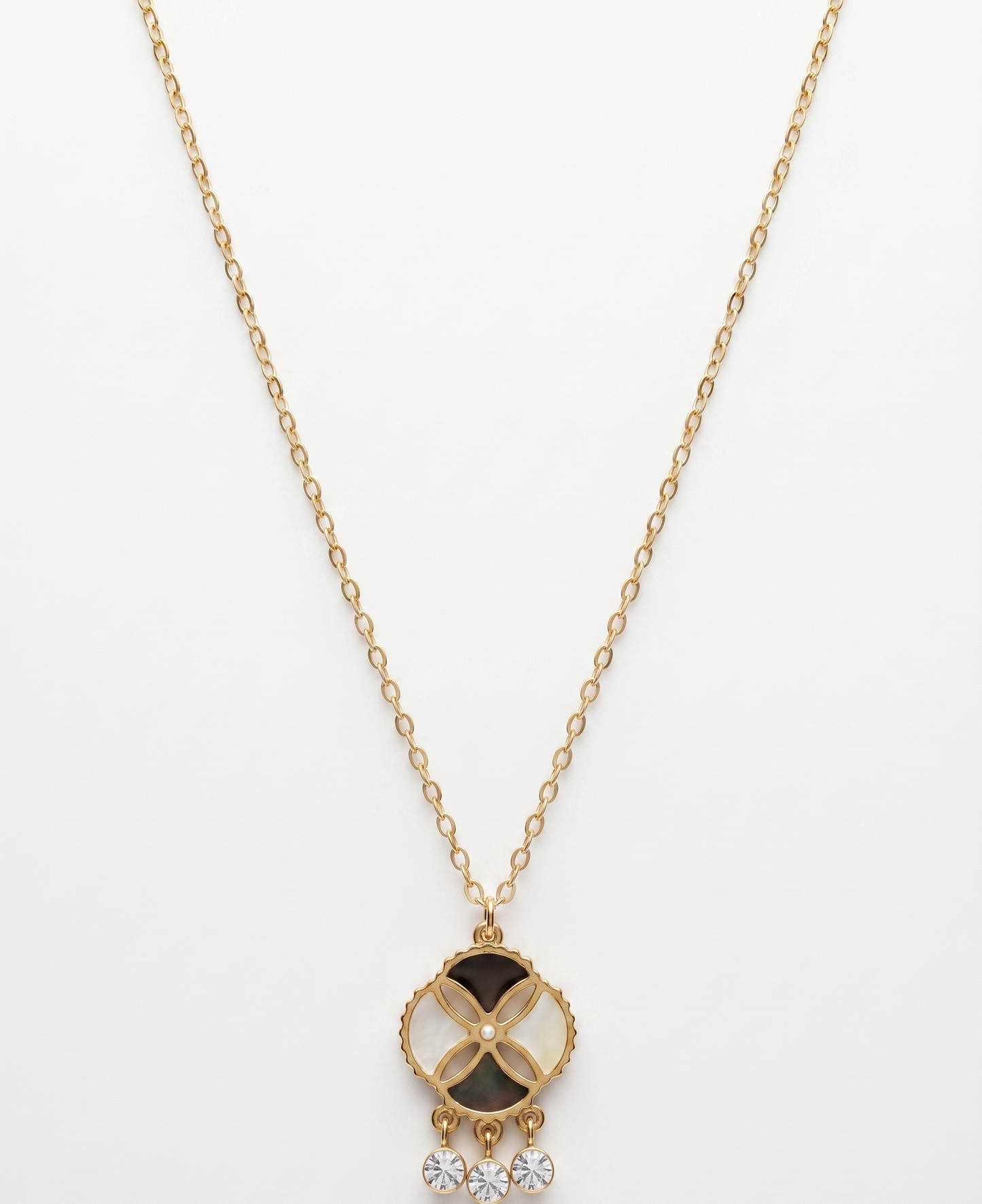 triple drop geometric pattern necklace