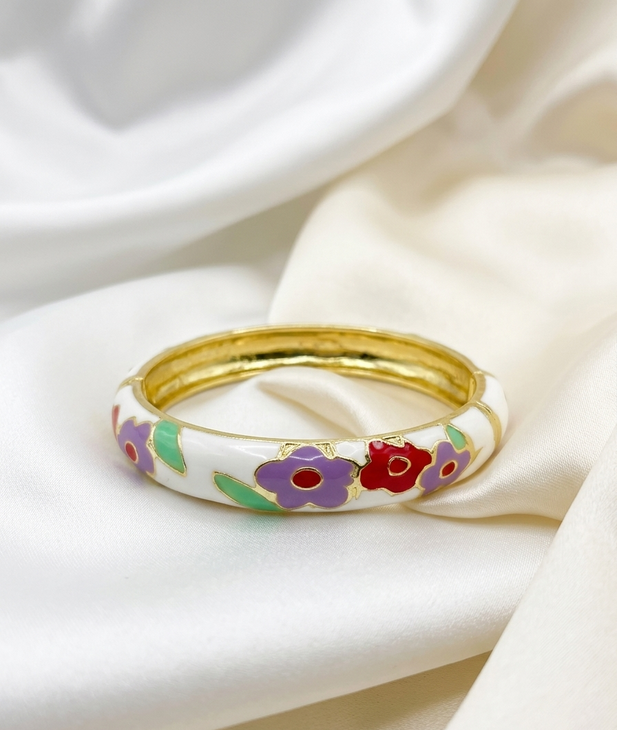 floral design enamel bangle