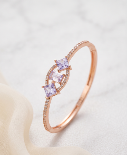 rose gold three stone cuff bracelet