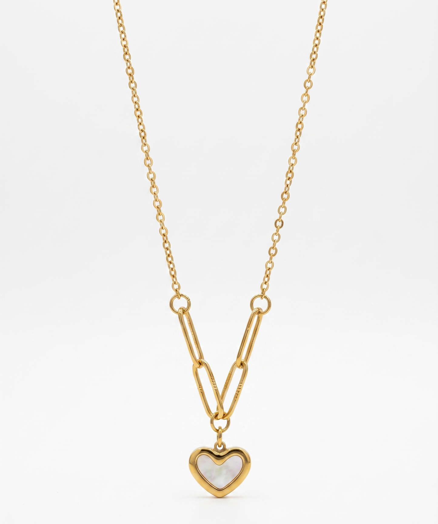 white heart paper clip chain necklace
