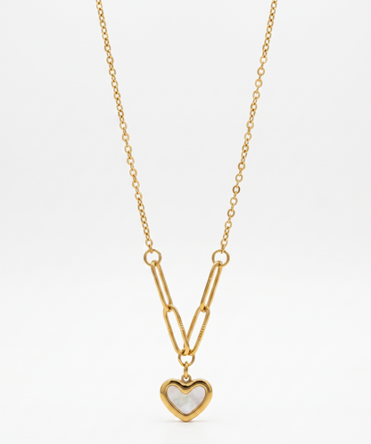 white heart paper clip chain necklace