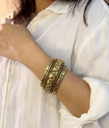 golden texture wooden bangle