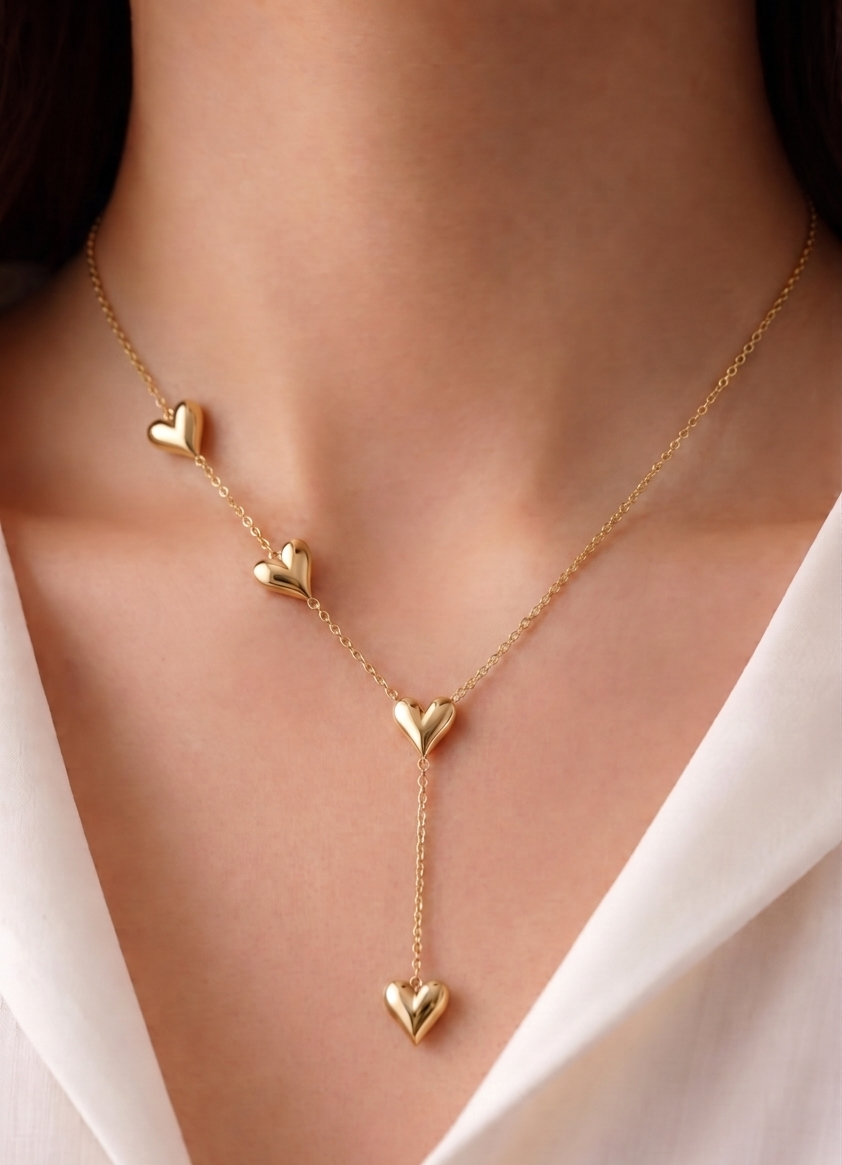 four heart drip necklace