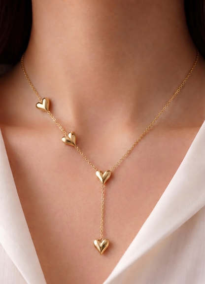 four heart drip necklace