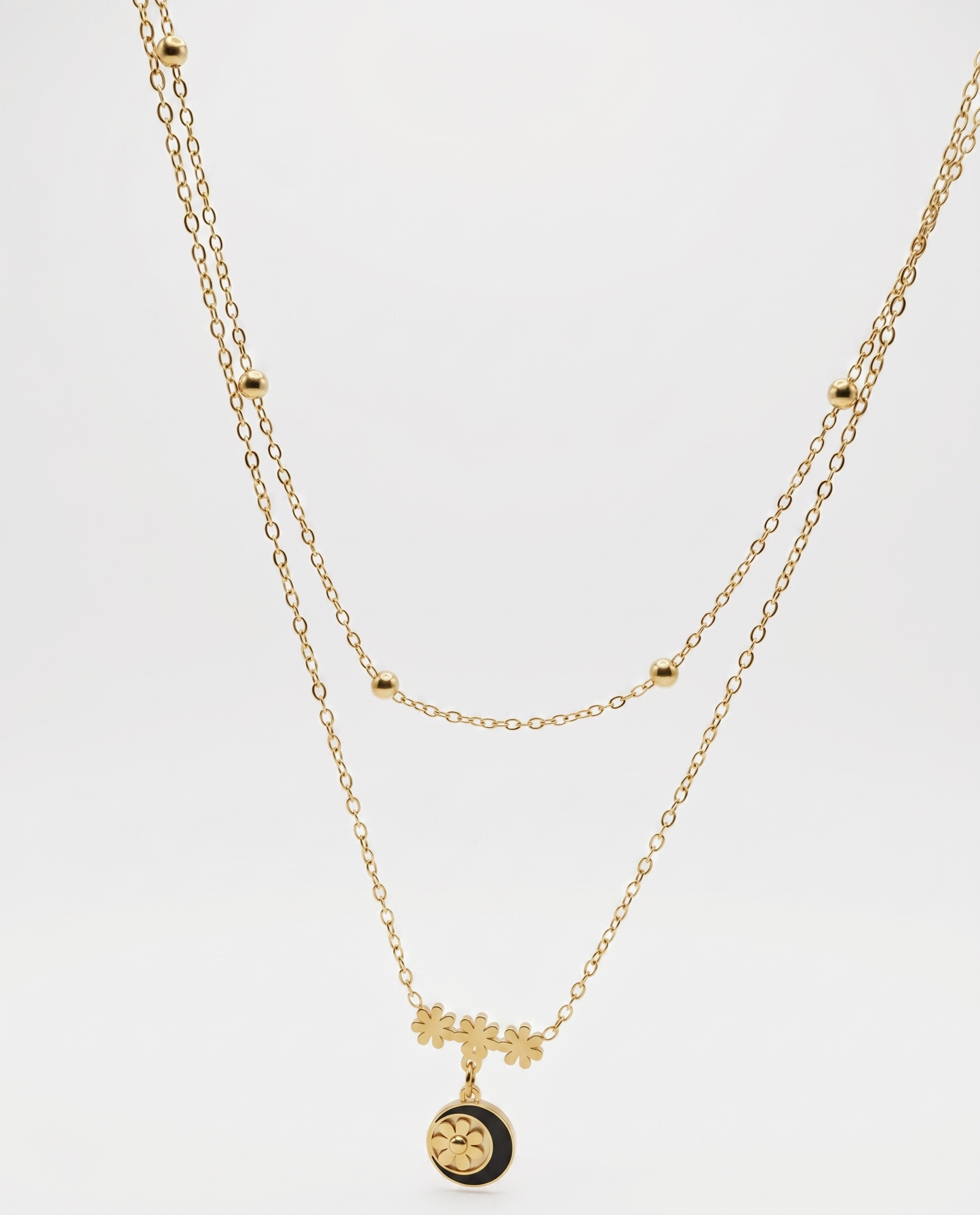 double chain with beads and flower