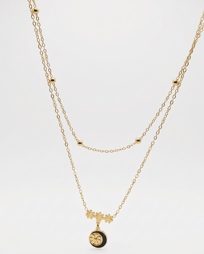 double chain with beads and flower