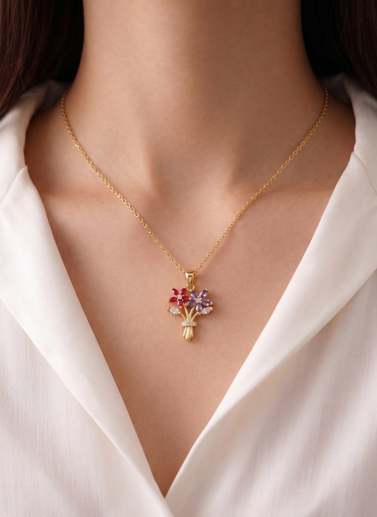 double flower pendant necklace