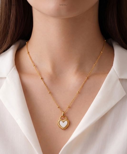 reversible colour heart lock necklace