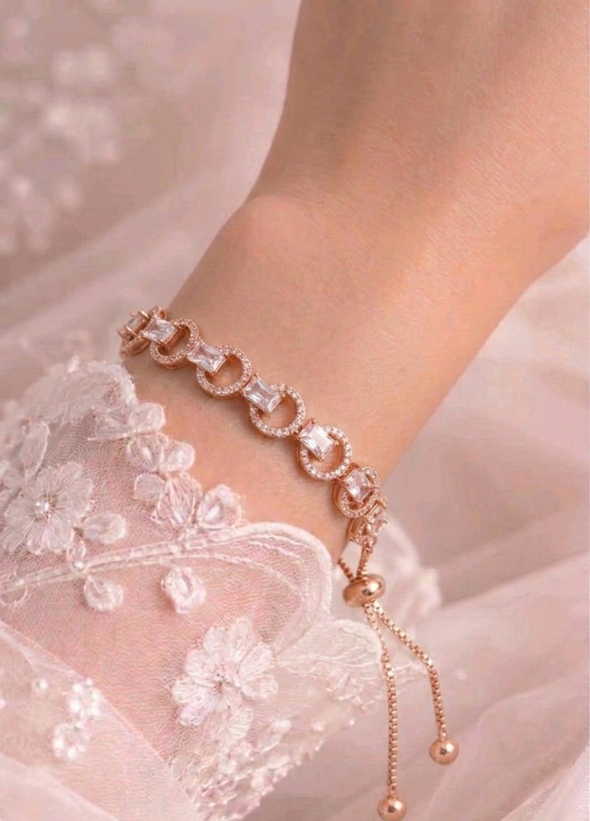 rose gold pave loop bracelet