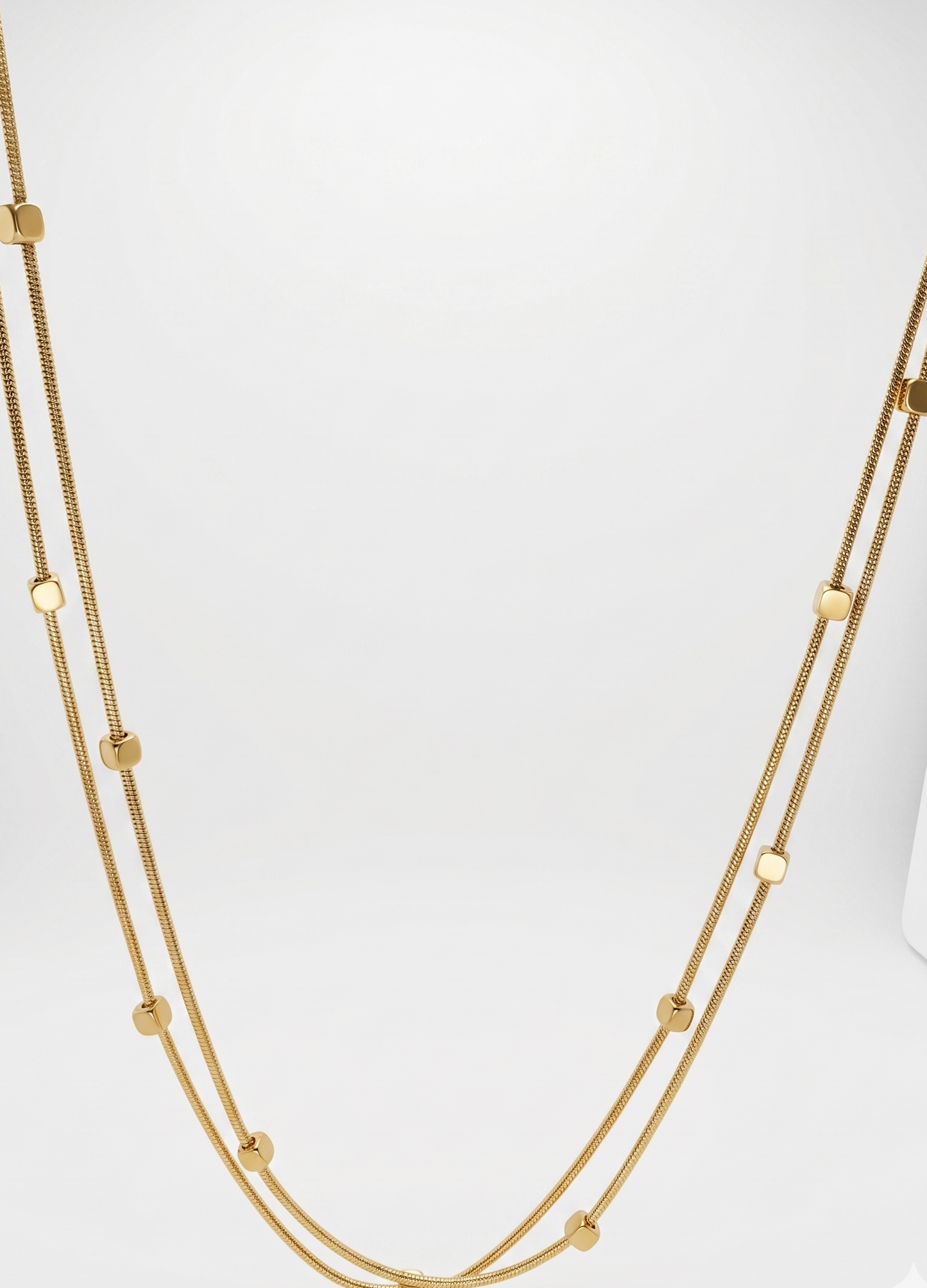 retro double layer cubic square beads necklace