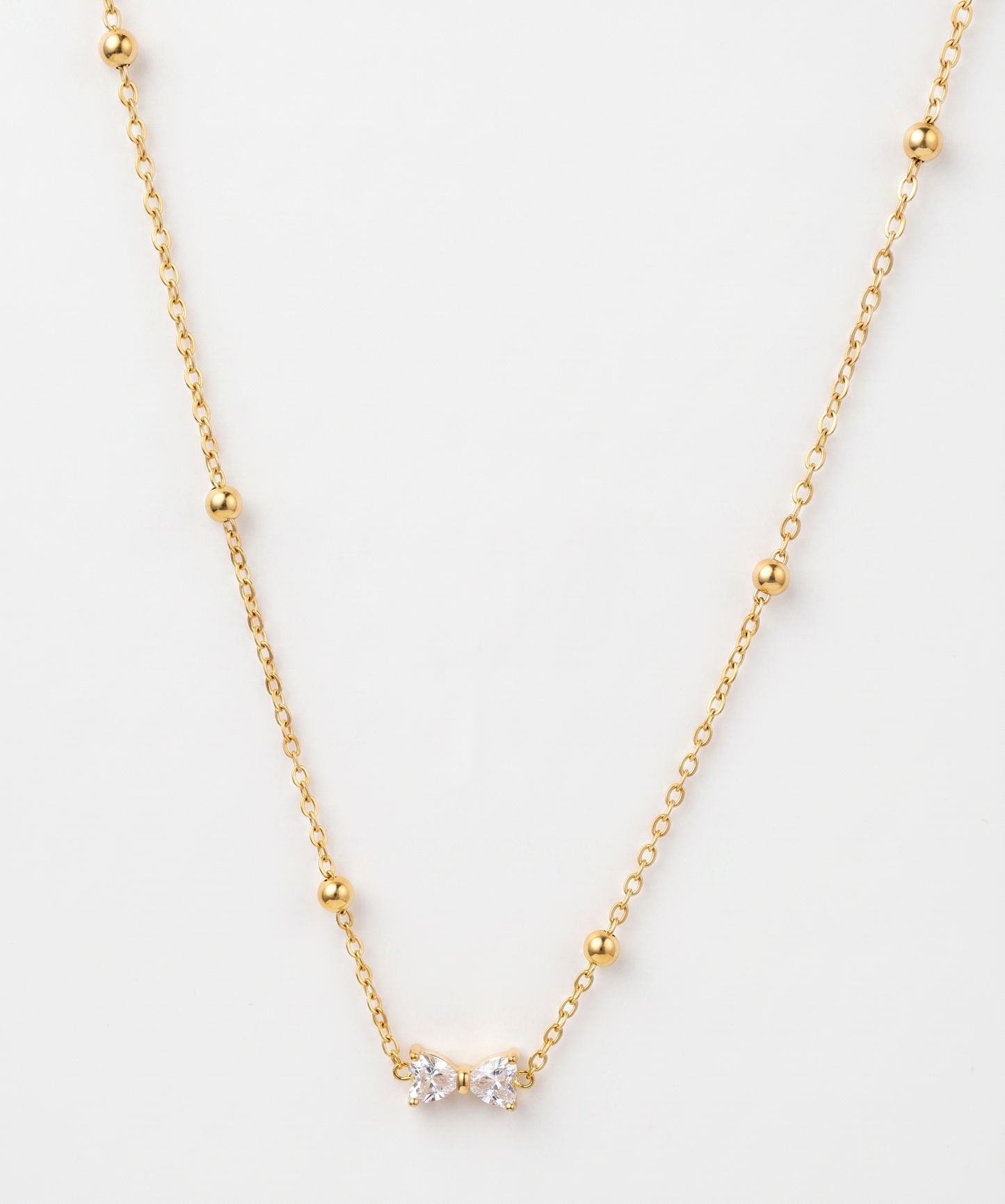 zerconia bow tie beads chain necklace