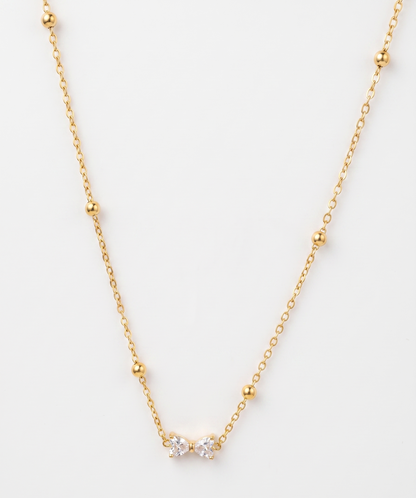 zerconia bow tie beads chain necklace