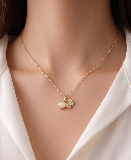 heart butterfly pendant necklace