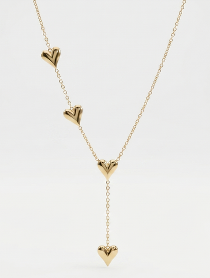 four heart drip necklace