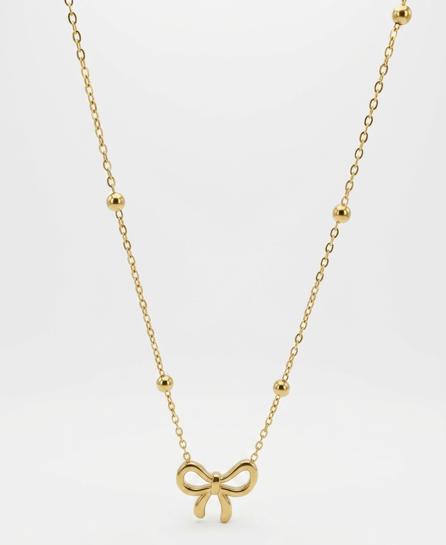 beads chain bow necklace
