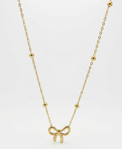 beads chain bow necklace