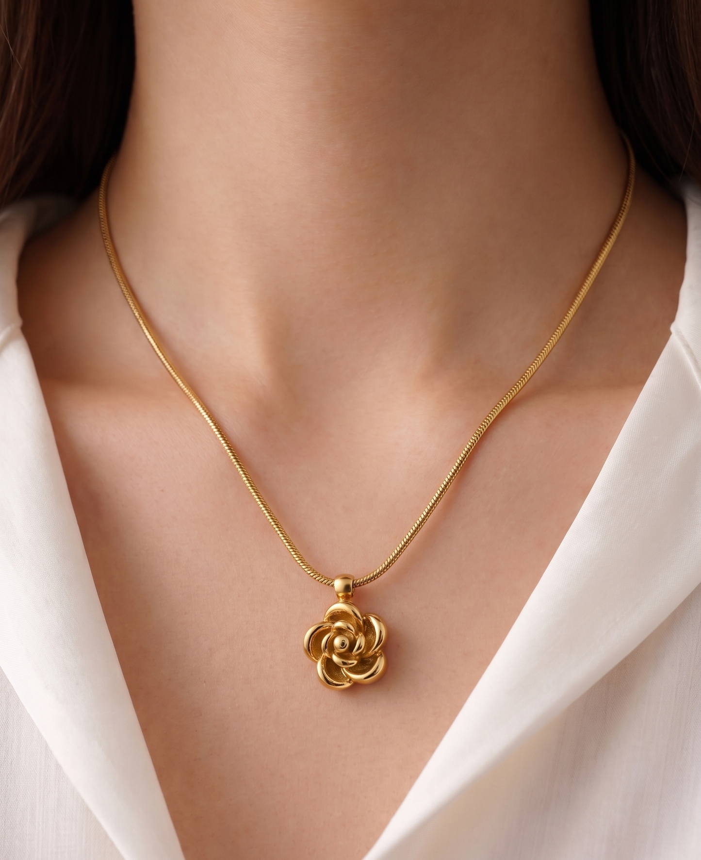 golden rose pendant necklace