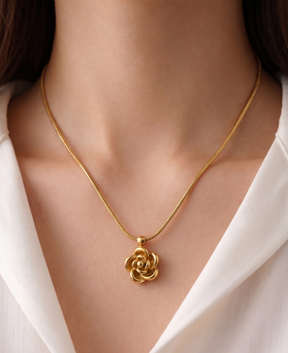 golden rose pendant necklace