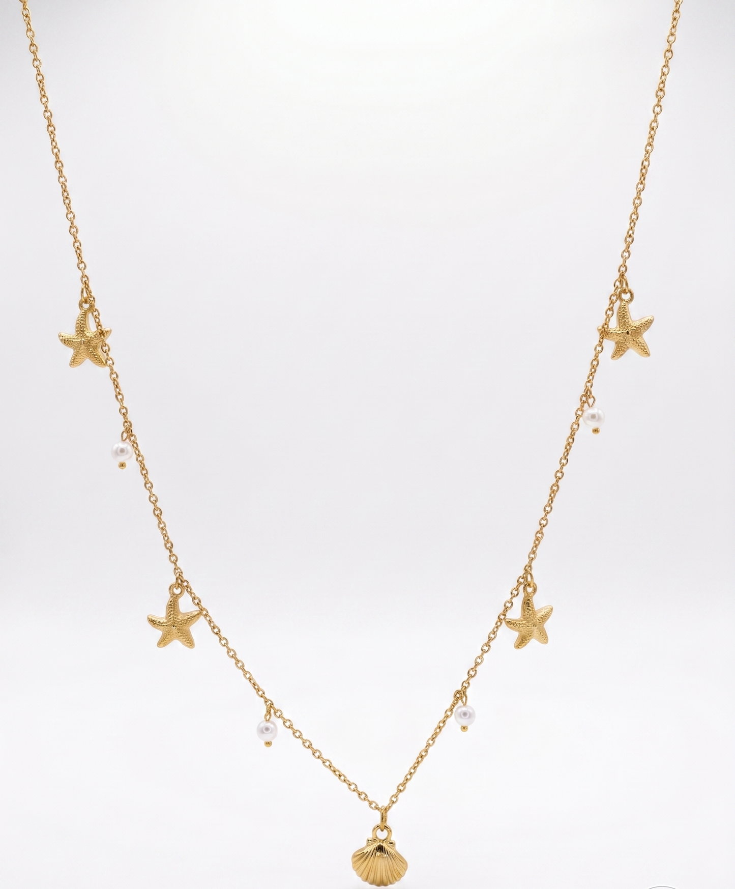 sea shell star theme pearl charms necklace