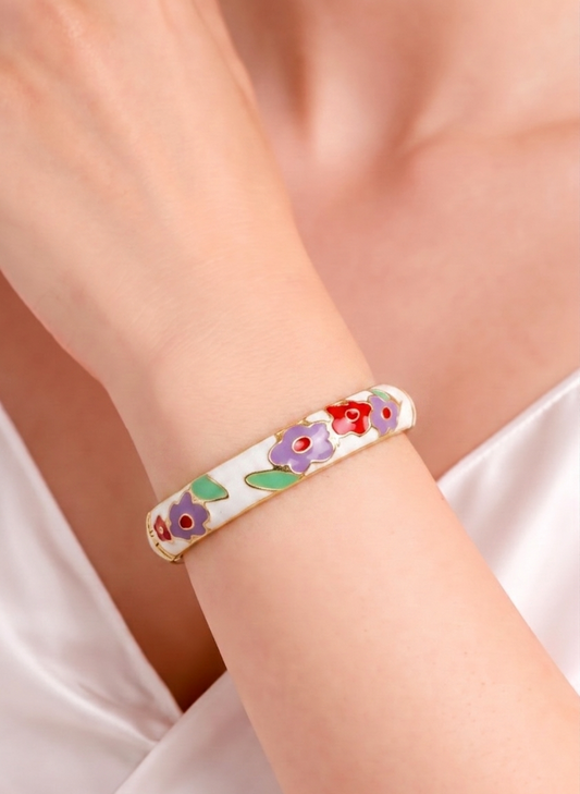 floral design enamel bangle
