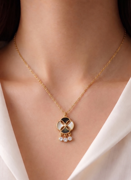 triple drop geometric pattern necklace