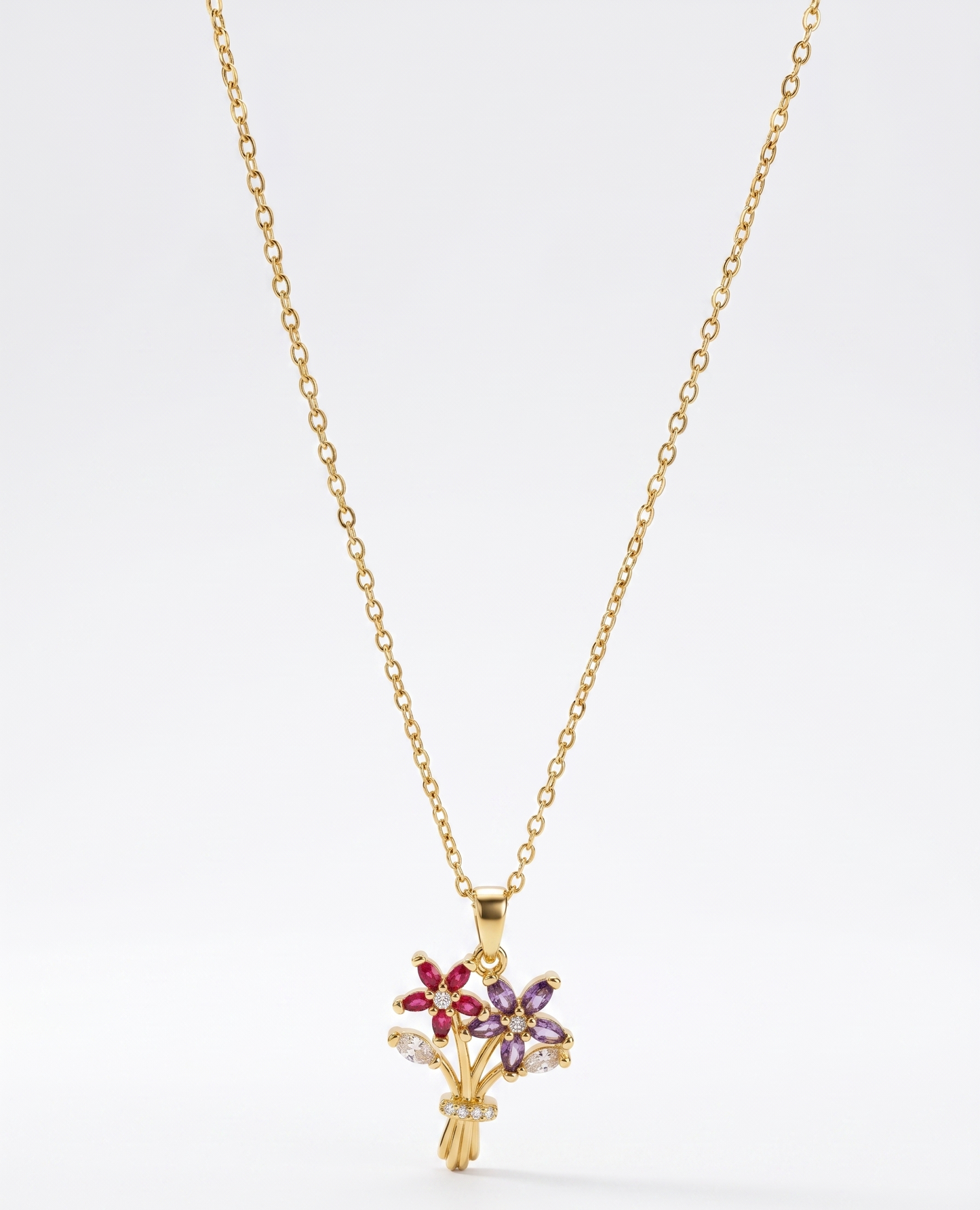 double flower pendant necklace
