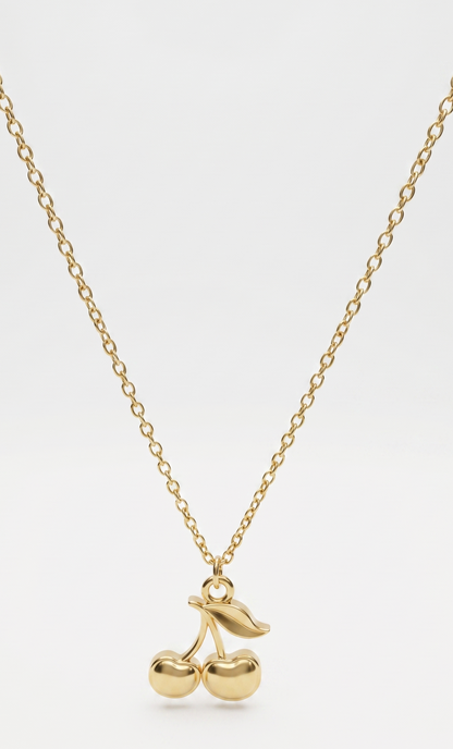 golden cherry pendant necklace