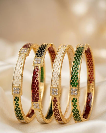 Tricolor Meenakari Gold Bangles