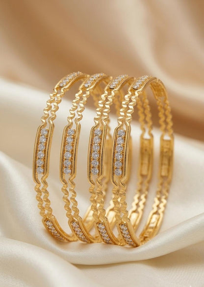 ZigZag Sparkle Gold Bangles