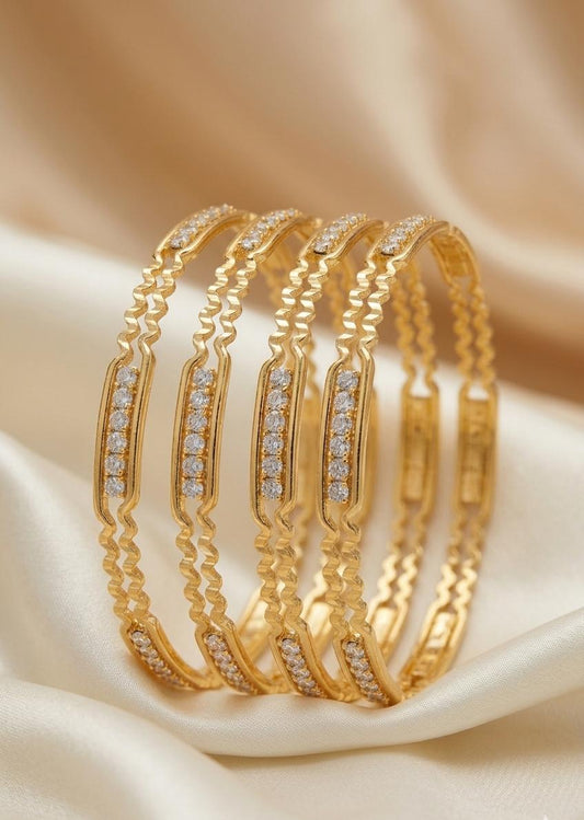 ZigZag Sparkle Gold Bangles