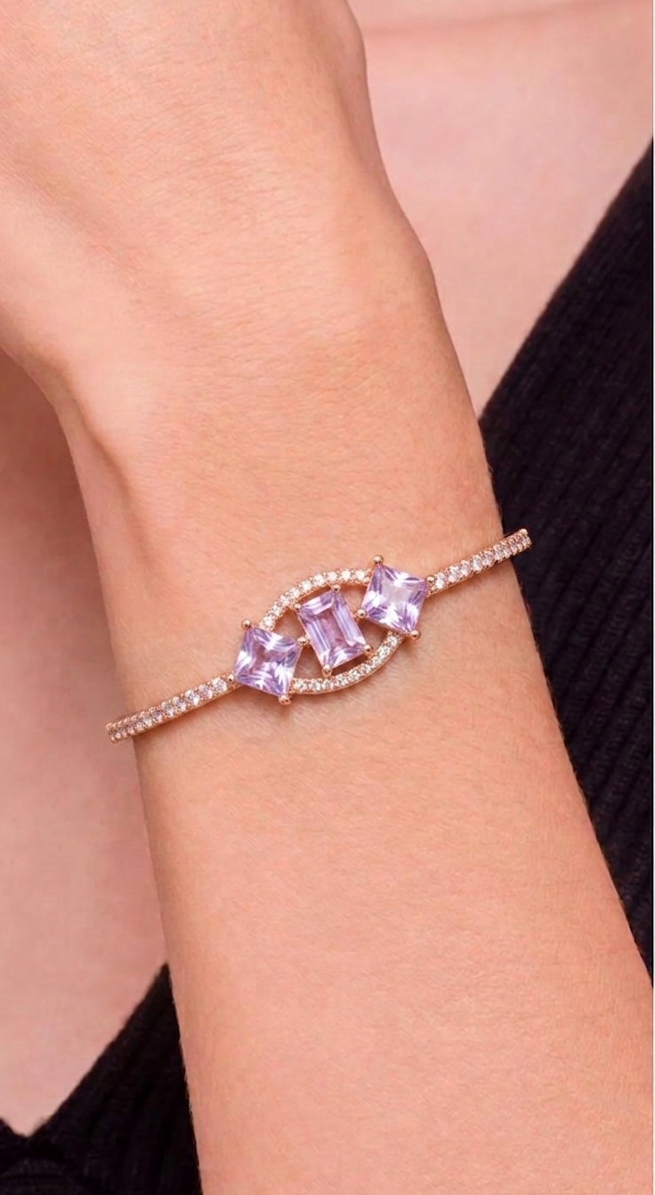 rose gold three stone cuff bracelet