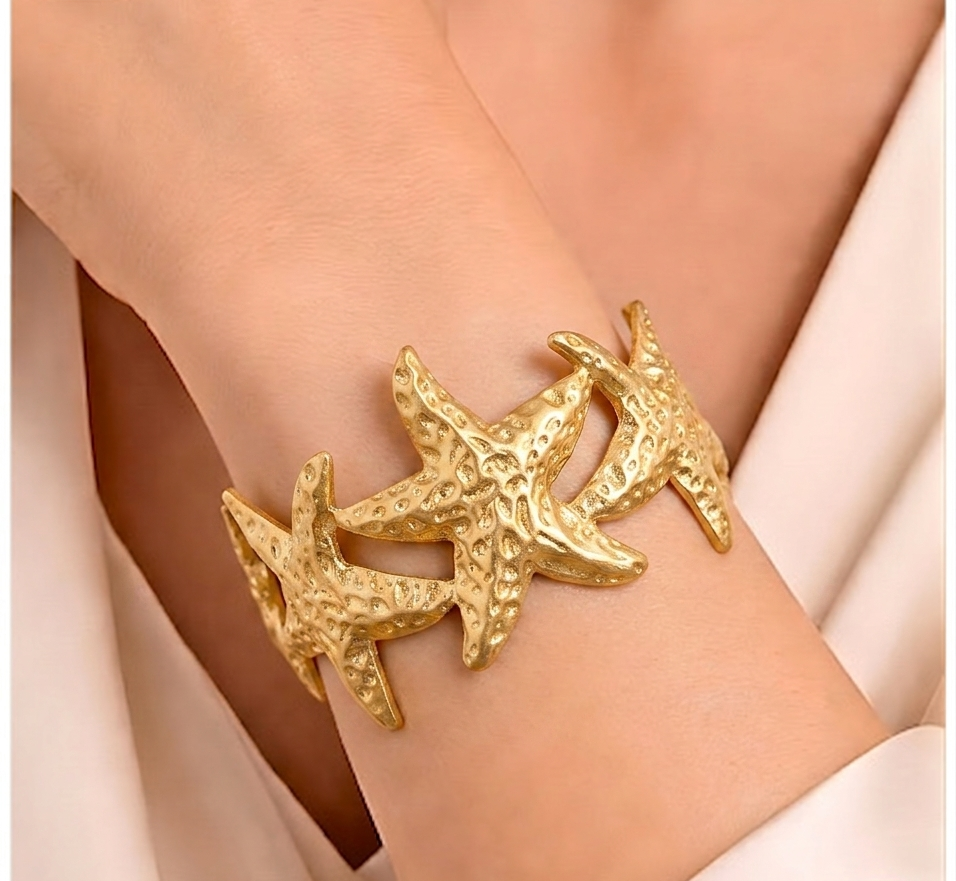Seastar Odyssey Textured Gold Cuff
