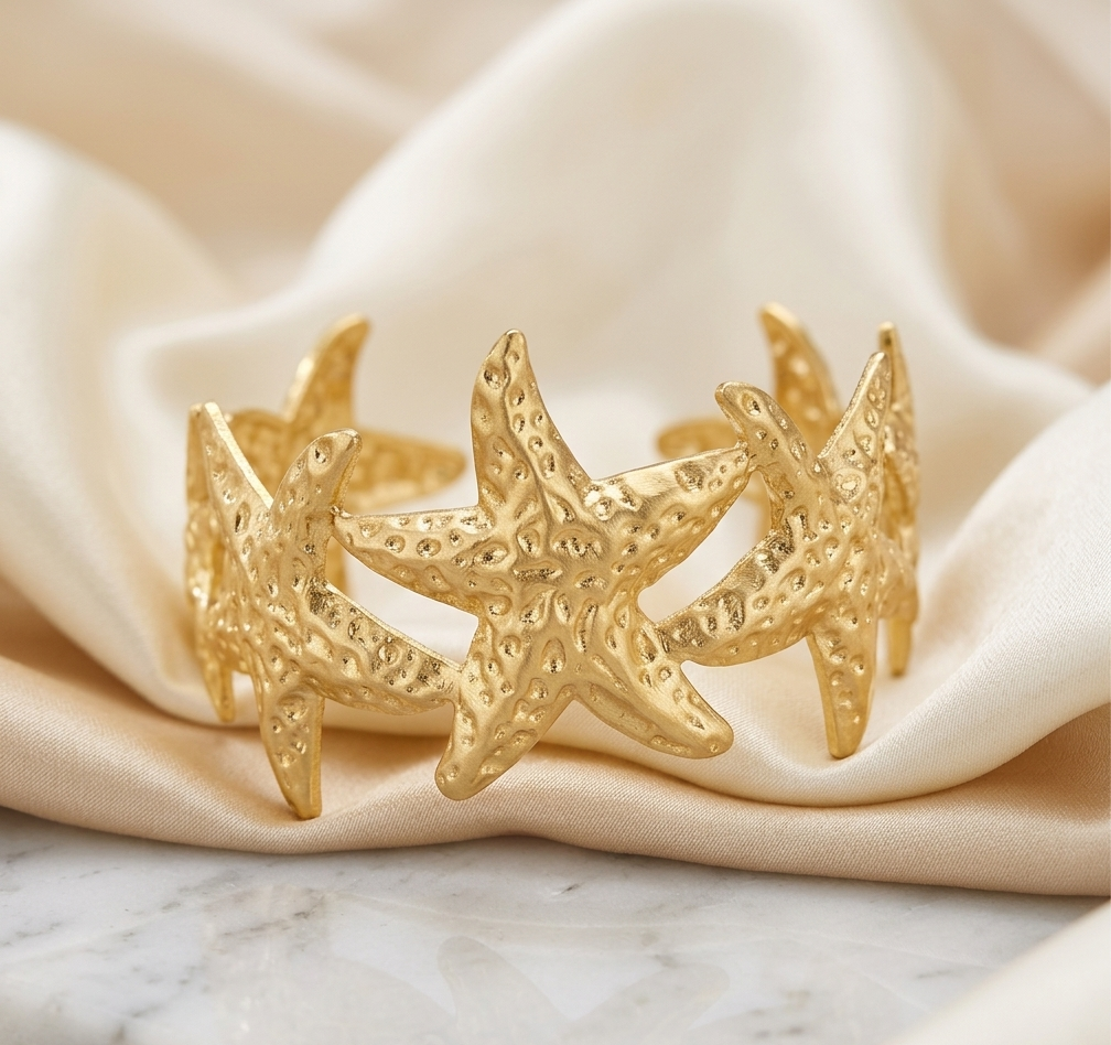 Seastar Odyssey Textured Gold Cuff
