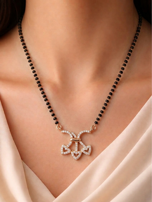 The Trio Heart Rose Gold Mangalsutra