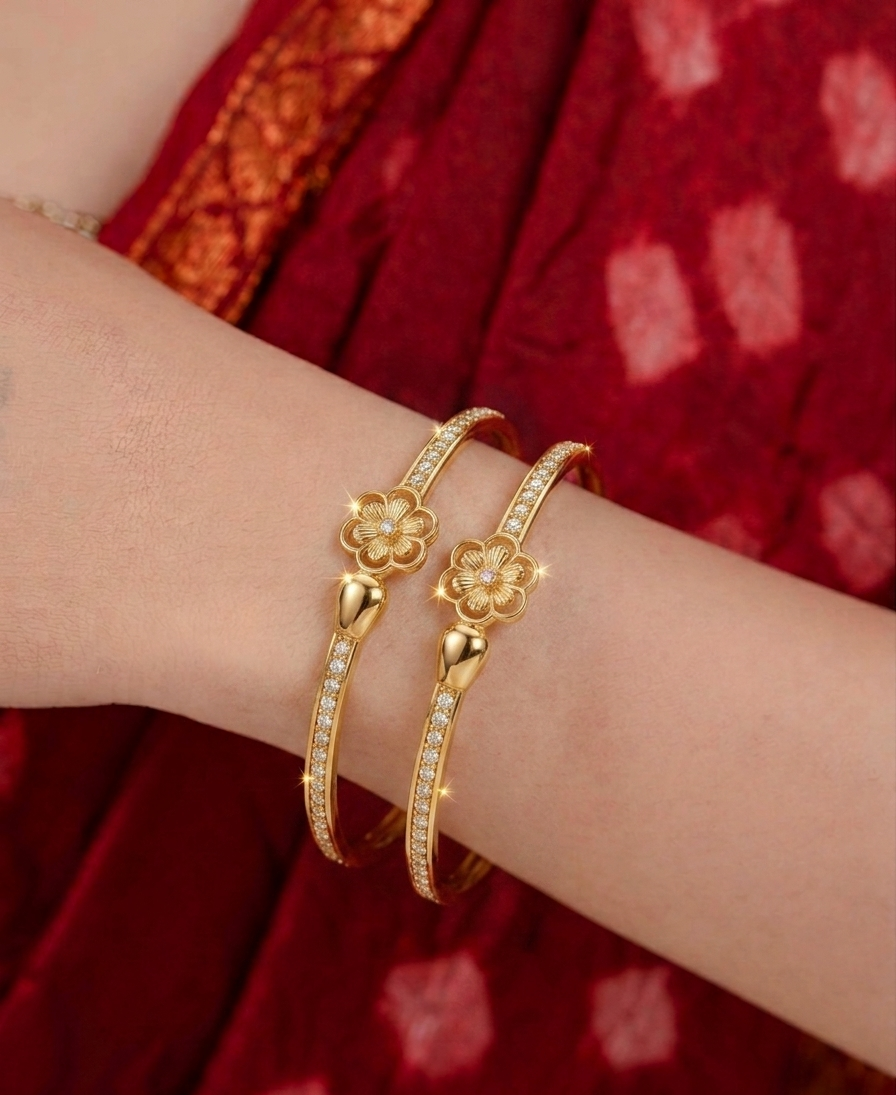 pave petals bangles